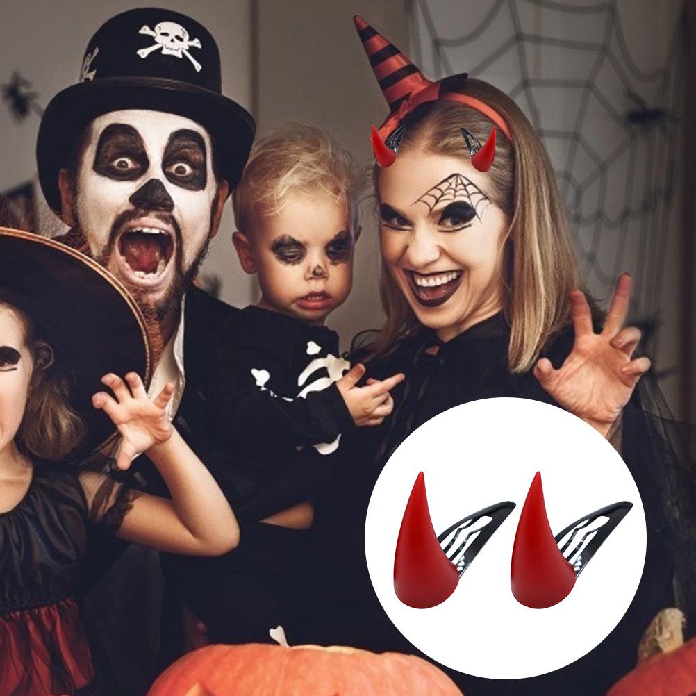 1 Paar Halloween Haarspangen Kreative Ochsenhorn Haarnadel Halloween Haarschmuck für Kinder Erwachsene