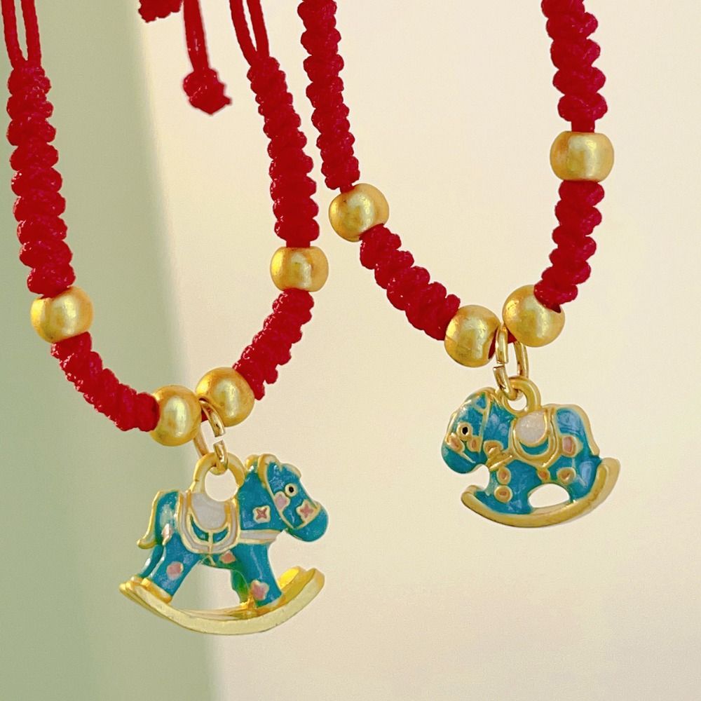 New Year Horse Year Bracelet Chinese Style Red Rope Weave Bracelet Lunar Year Celebration