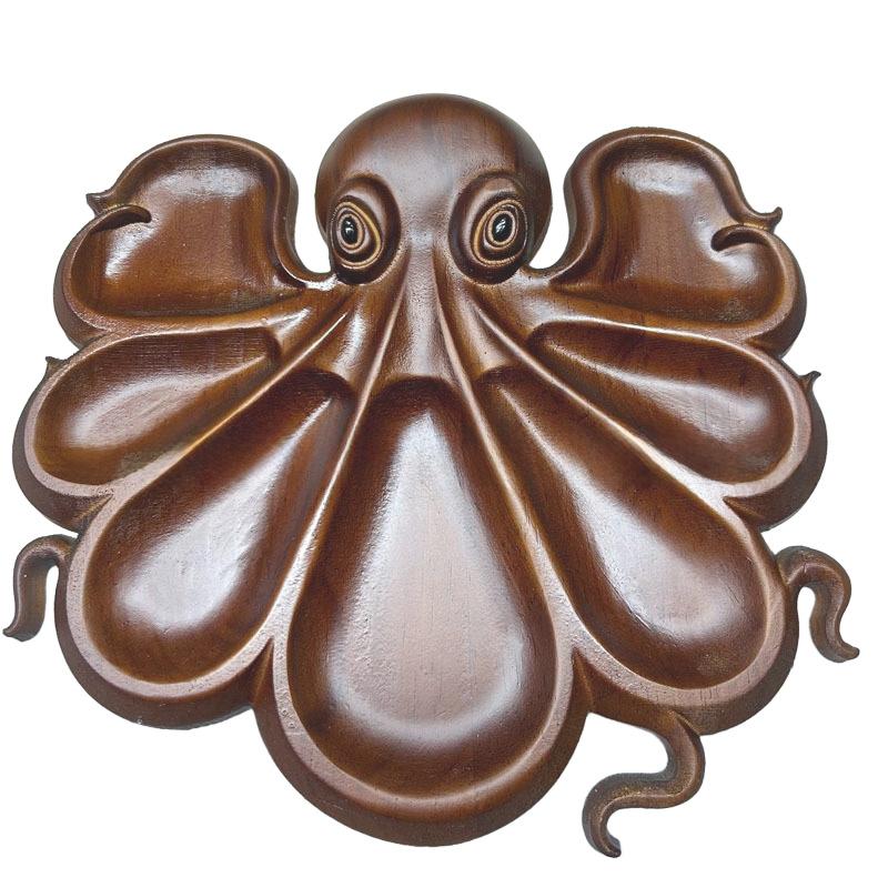 1Pc Wood Furnishings Snacks Personalized Cooked Food Platter Fun Fruit Home Decorative Octopus Shape Kitchen