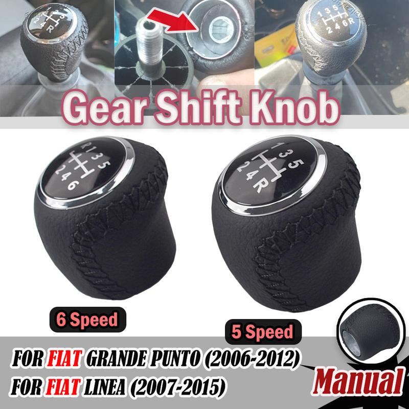 Car Gear Shift Knob Gearbox Handle Gear Lever Knob For Fiat Grande Punto 2006-2012 Fiat Linea 2007-2015 Lever Shifter PU Leather