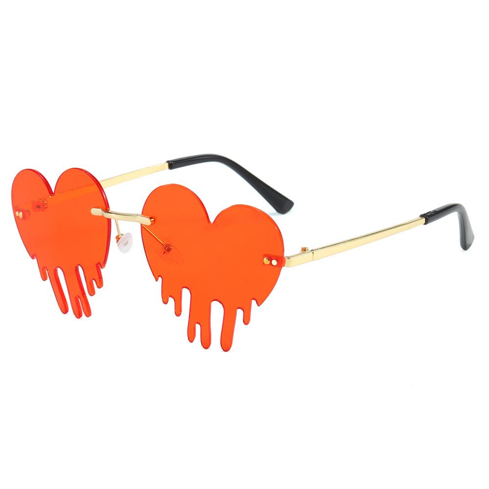 Halloween Christmas Tears Sunglasses Rimless Heart Shape Party Glasses Rave Festival Eyewear Prop