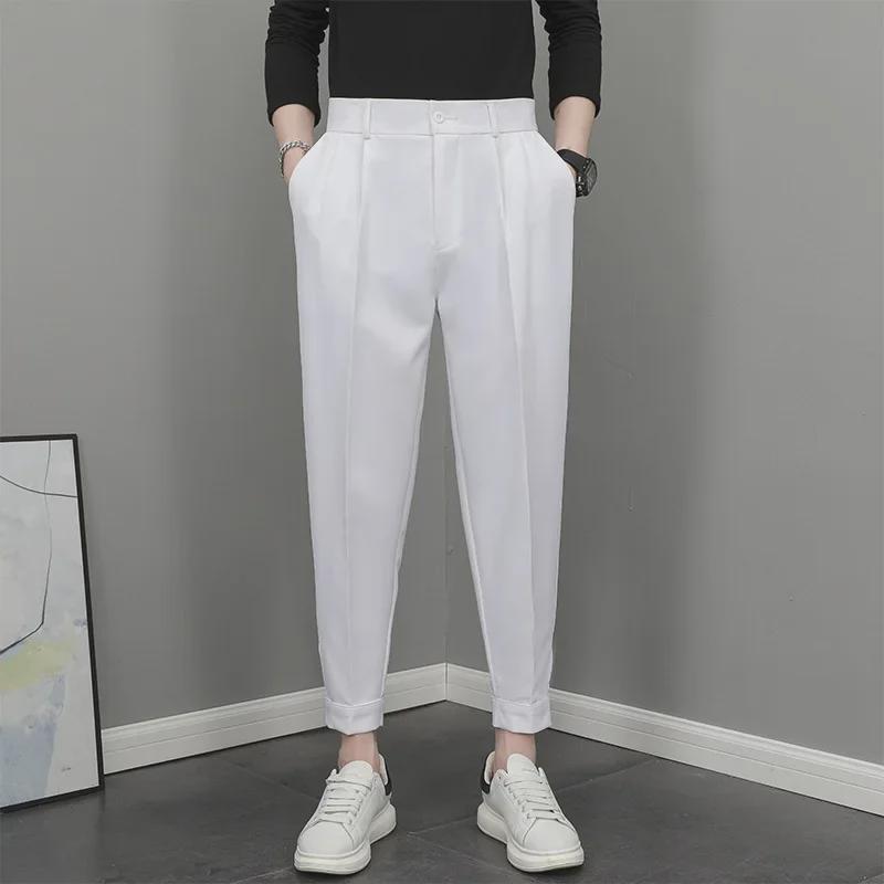 Men's Spring Cropped Velcro Harem Pants: Casual Versatile Fashion.