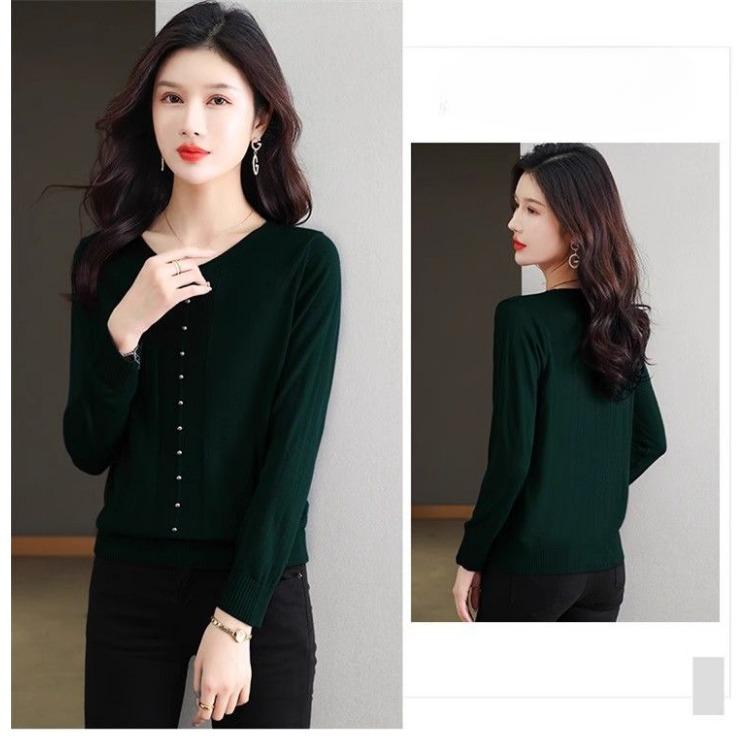 Été Nouveau T-shirt Tricoté en Soie Glacée pour Femmes Ample Col en V Manches Courtes T-shirt Haut Fin Manches Courtes