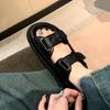 Cowhide Version~ Versatile and Not Tired Feet Velcro Leather Platform Sandals Women's Summer High-end Roman Muffin Sandals