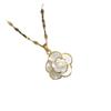 Drip Oil Pearl & Rose Flower Choker Necklace - Black & White Fashion Design for Women