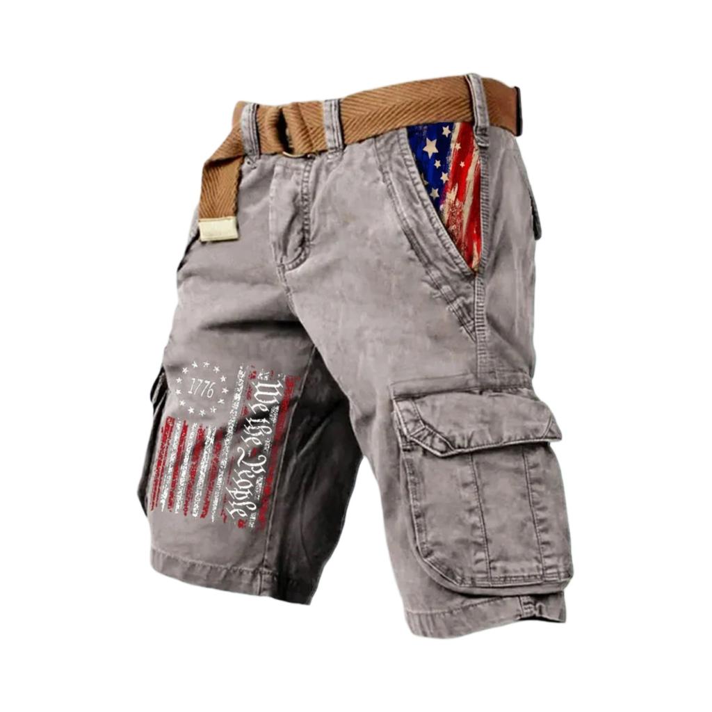 Men's Casual Sport Multi-pocket Work Pants Men's Fashionable Flag-letter Printed Pants