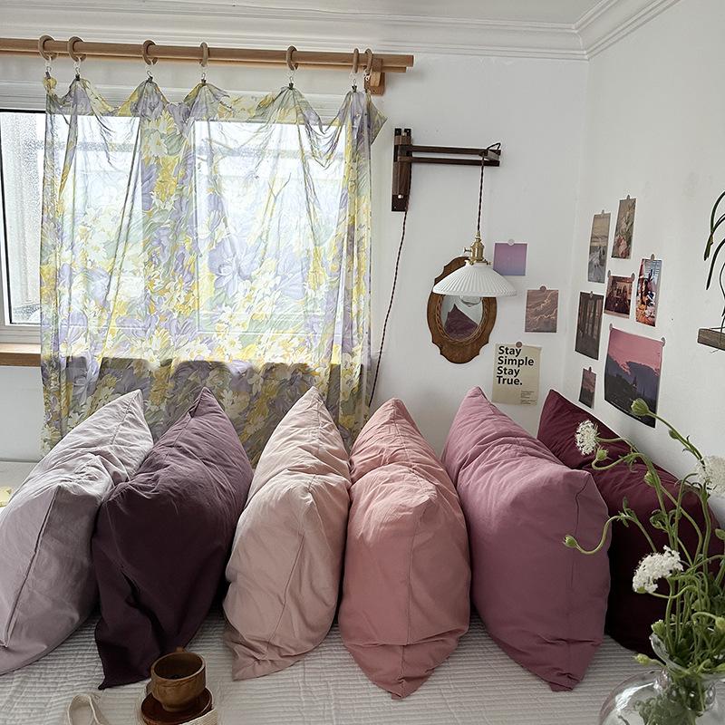 Solid Color Striped Pure Cotton Pillowcase (Single Piece)