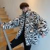 Men Leopard Winter Warm Fashion  Outdoor Woolen Faux-Fur' Coat Collar OverCoat