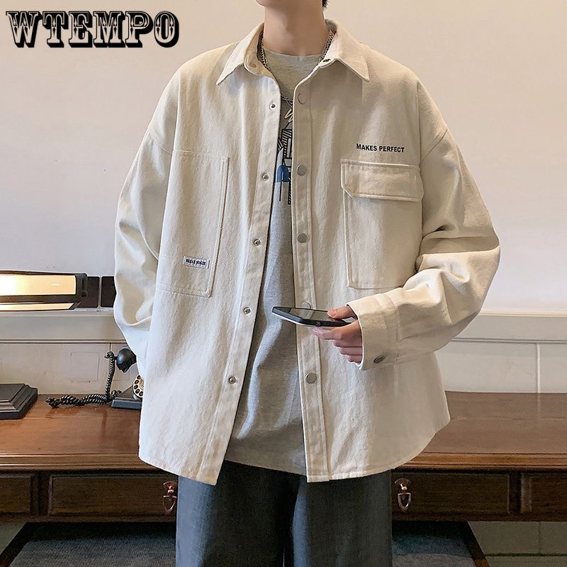 Men's Shirt Jacket Autumn Workwear Cardigan Coat Casual and Trendy Autumn Coat