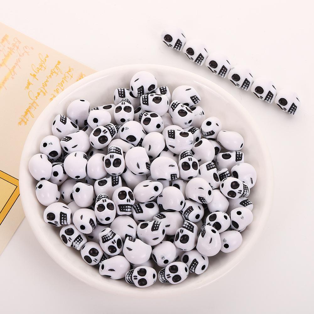 50pcs Halloween Instagram hollow skull acrylic beads for bracelet necklace jewelry making acrylic beads Halloween Decoration