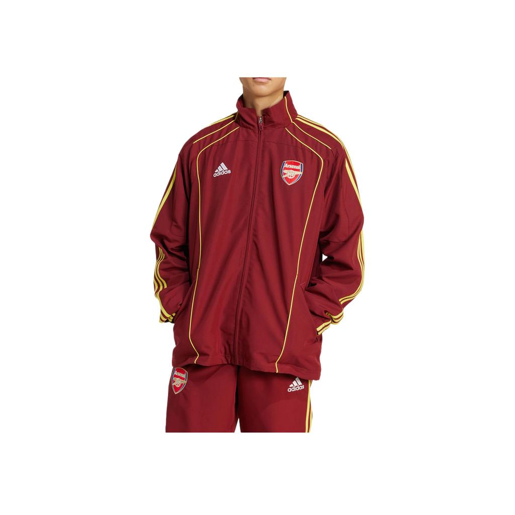 adidas Giacca Arsenal Football Casual Culture Retro Collo Alto Comoda Manica Lunga Giacca Uomo Rosso JN1961