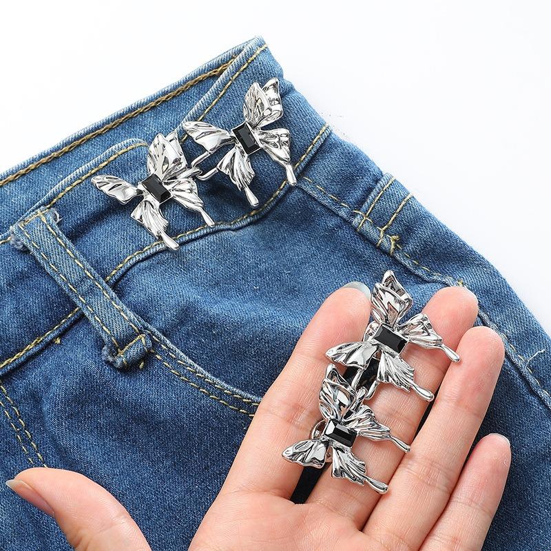 Butterfly Jeans Button Adjustable Clips for Pant Skirts Waist Tightener Buckle Snap Button Adjuster Pants Pin Retractable Button
