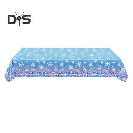 3/6 Pack Christmas Tablecloth Winter Holiday Snowflake Dining Tablecloth Plastic Disposable Table Cover for Christmas Party Decoration