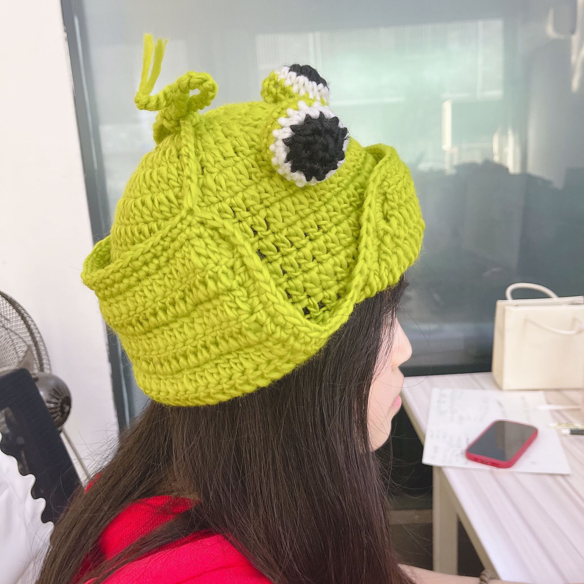 

Новая полосатая шляпа ведьмы для взрослых, связанная крючком вручную, рождественская шляпа с длинным хвостом, модная ретро-вязаная шапка 57-59cm adult