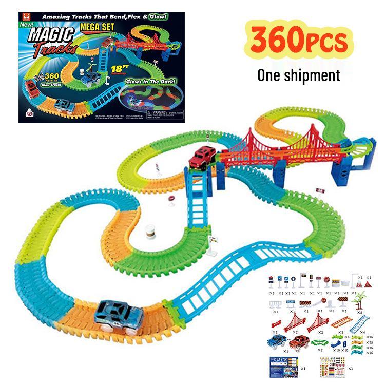 Luminous Magic Track Set: 360-Piece Electric Building Blocks for Kids