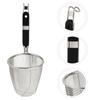 Stainless Steel Strainer Basket Wire Mesh Food Skimmer Kitchen Sieve for Pasta Dumpling Noodle (Black Handle)