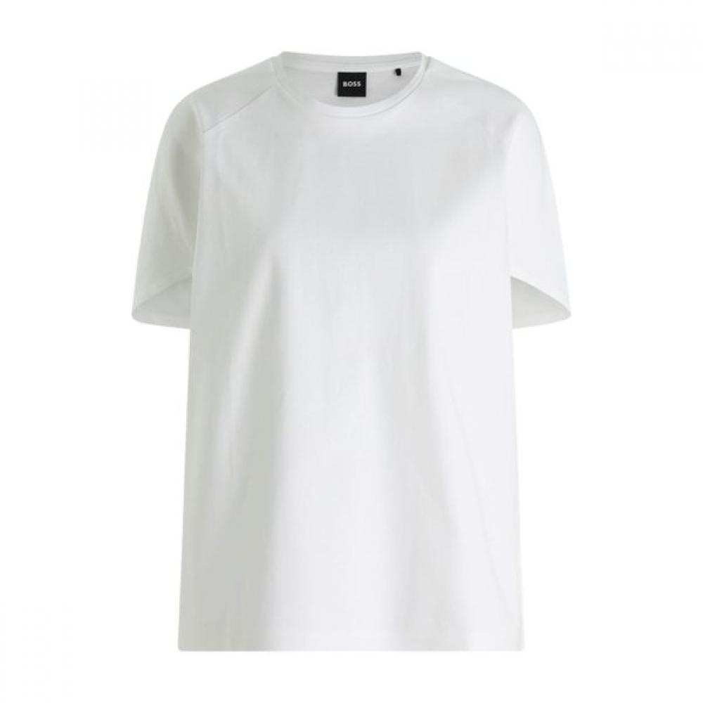 BoSS Relaxed FiT Women S ShorT Sleeve CoTTon T ShirT whiTe 50557377100 XS