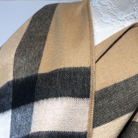 Women's Double-Sided Plaid Lambswool Scarf - Warm, Colorful Autumn/Winter Cloak for Cold Protection
