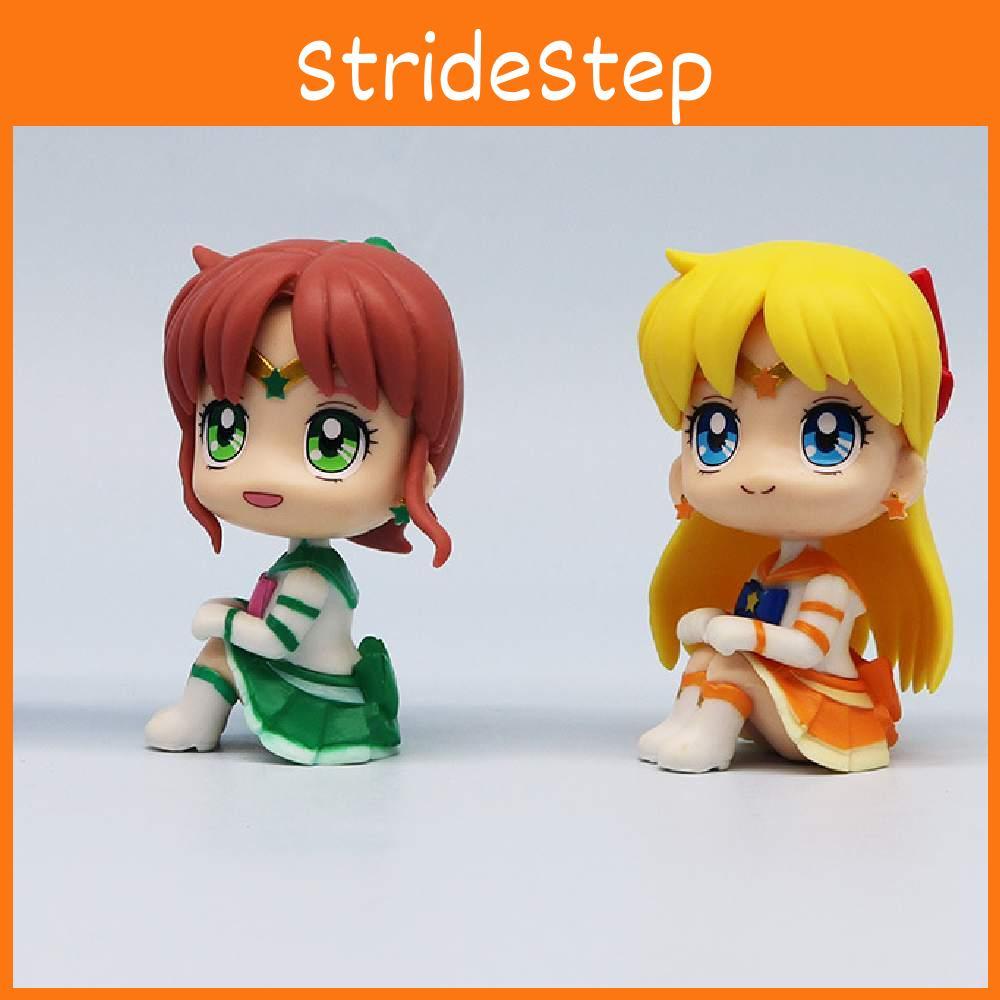 Whimsical Sailor Moon Cartoon Doll Set Of 6 Hand-painted Pvc Figures For Display