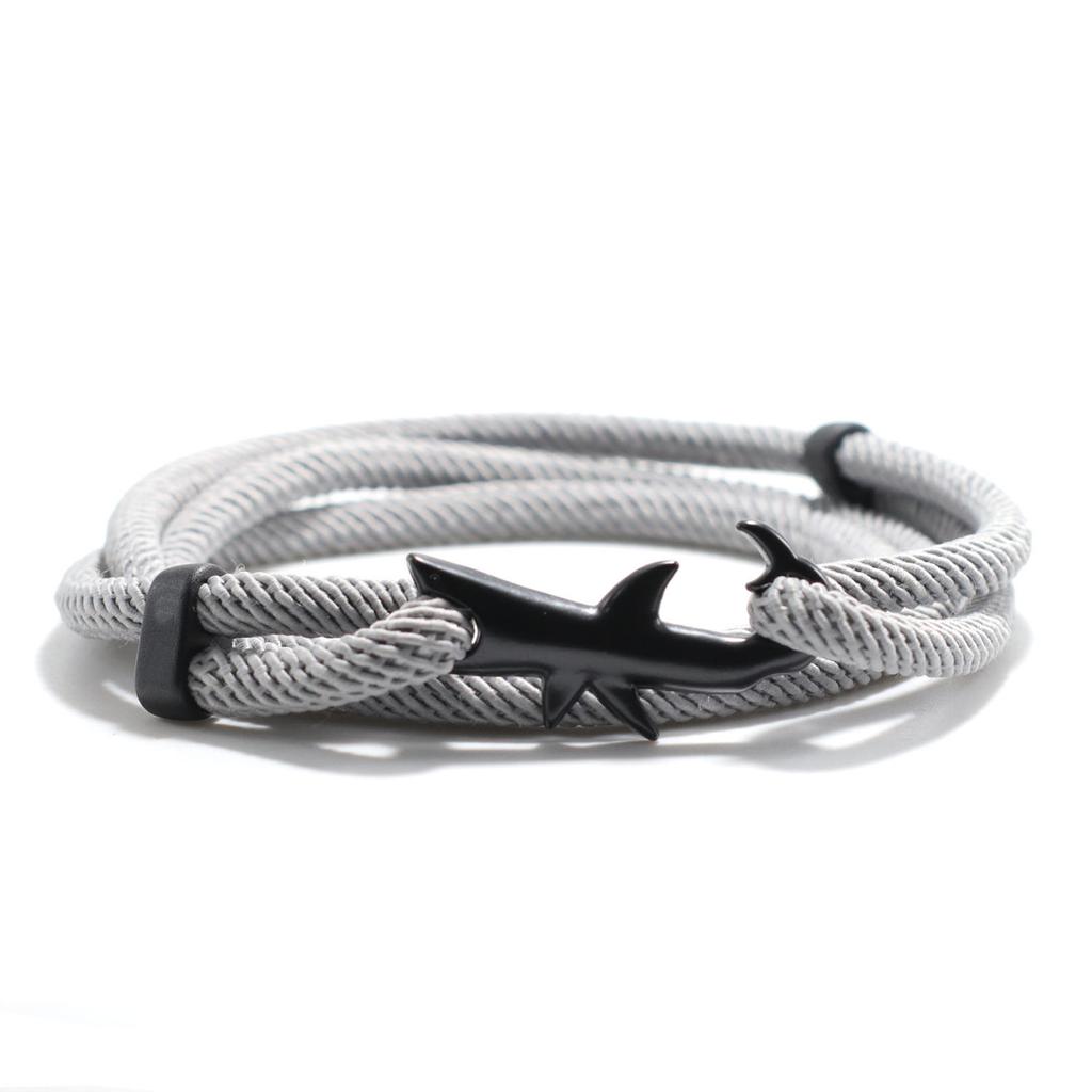 Sea Animal Shark Bracelet Men Women Multilayer Adjustable Survival Braclet Beach Jewelry Gift For Lover Good Luck Red Braslet