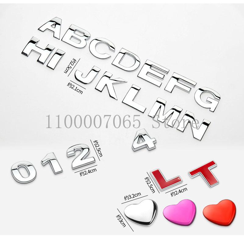 25mm DIY Metal Letters Numbers Car Emblem for All Cars Nameplate Logo Alphabet Telephone Wedsite Adverting Sticker Chrome Black