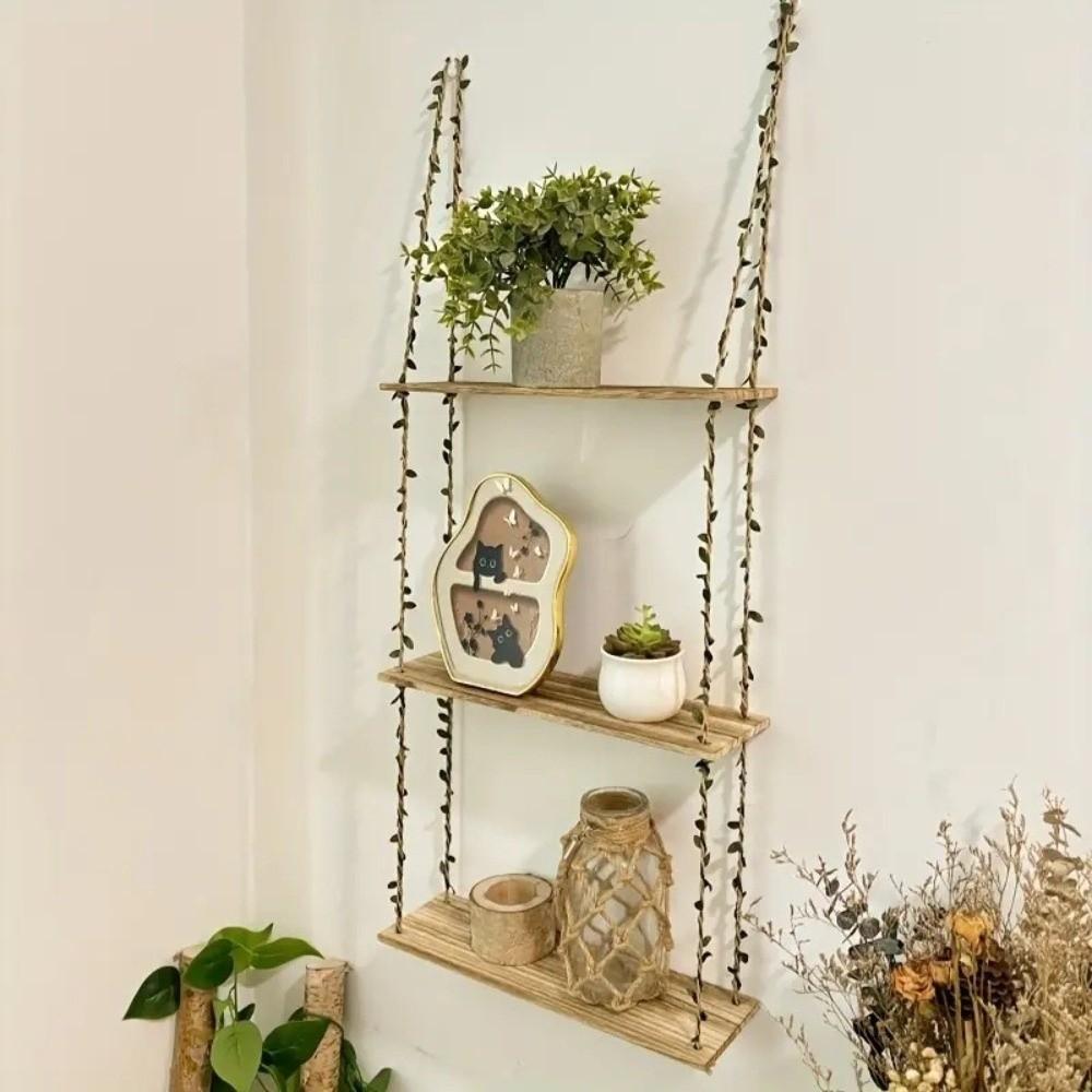 Bohemian Style Hanging Shelves 2/3 Layers Wall Rack New Wall Shelves  Bedroom Decor