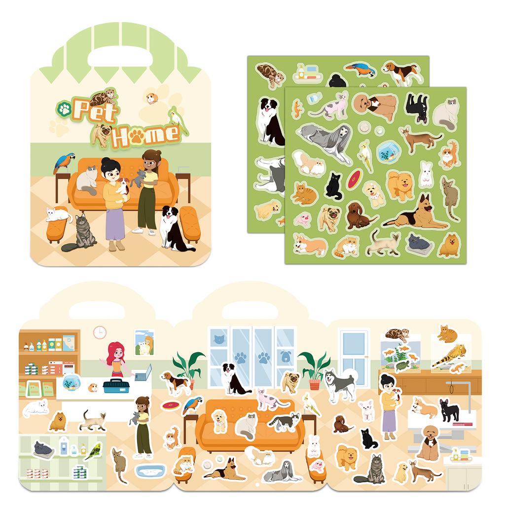 1 PCS Reusable Sticker Books for Kids 2-4 Cute Static  Adhesive Stickers Book for Toddlers Educational Toys Birthday Gifts