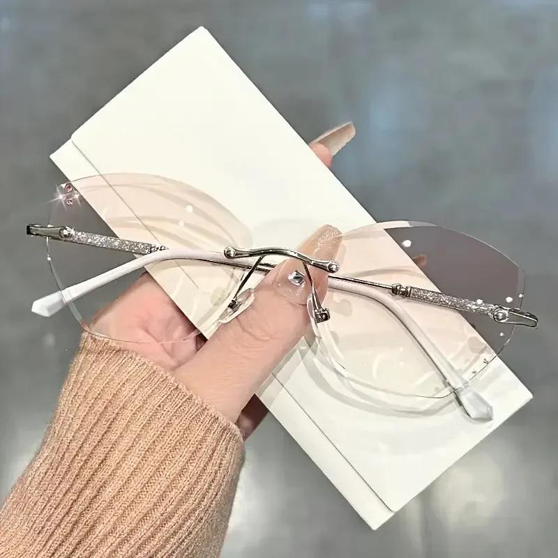 Women Stylish Butterfly Reading Glasses Men Ladies Fashion Anti-blue Light Presbyopia Vintage Rimless Far Sight Eyeglasses