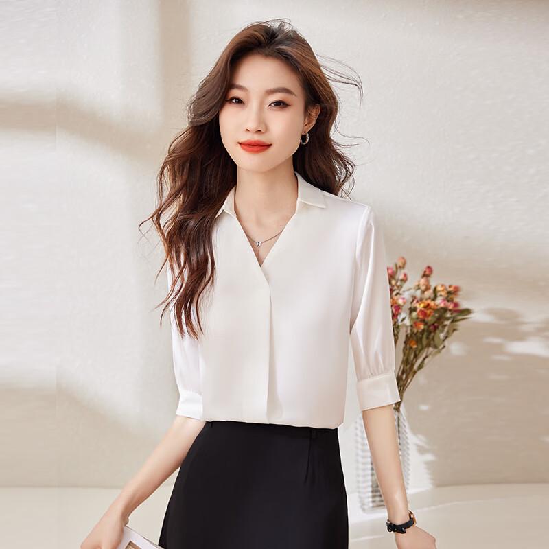 Women's 3/4 Sleeve V-Neck Chiffon Shirt
