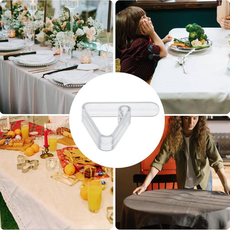 Transparent Triangle Tablecloth Clips With Non Slip Fixing For Home Dining And Party Use