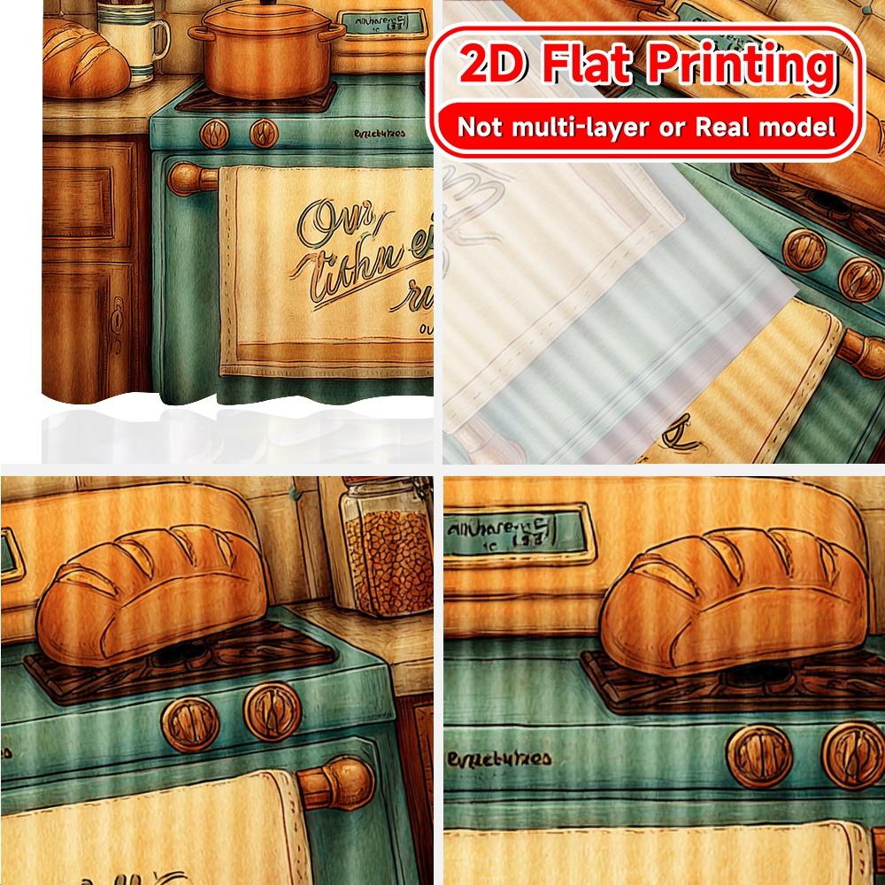 2D FLAT PRINTING 2pcs Curtains (Without Rod) Cozy Kitchen Decor New year holiday curtains with digital printing Machine Washable