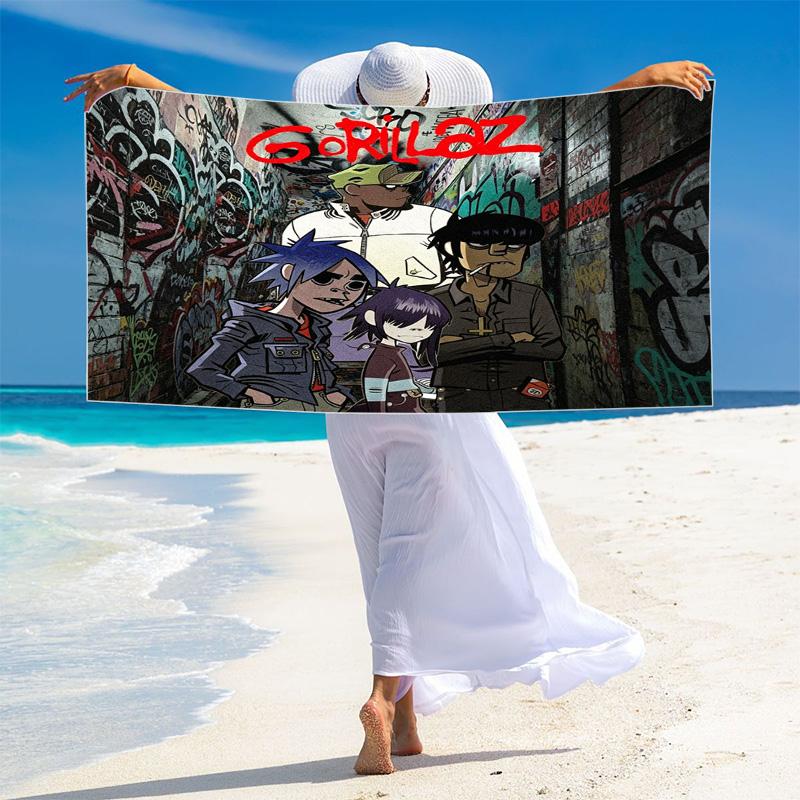 Gorillaz Print Beach Towel, Large Soft Quick Dry Towel for Beach Camping Swimming