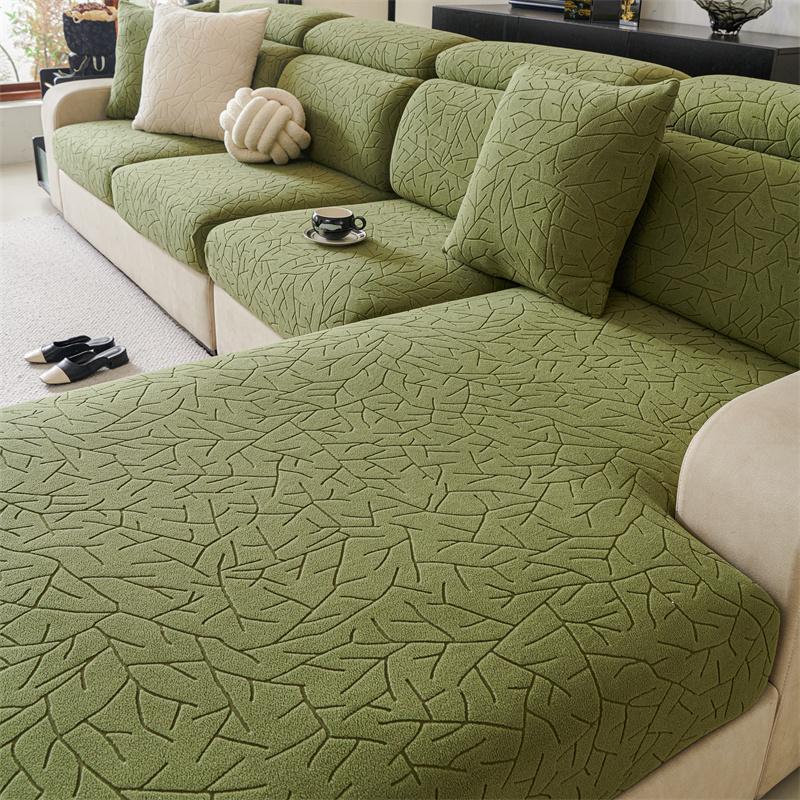 Branch Polar Fleece Jacquard Sofa Cover Cloth Cover Dustproof And Wear-Resistant Cushion Cover All-Inclusive Elastic Cushion Cover Modern Simple Tower