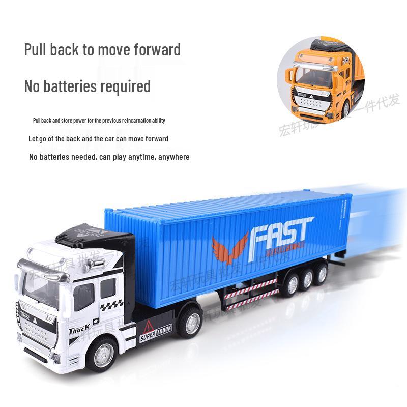 Alloy Pull-Back Big Truck Toy - Children's Container Truck Model & Trailer Transport Car