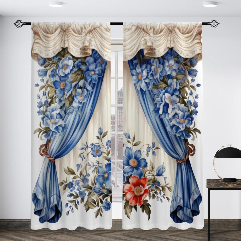Gorgeous European Printed Curtains Study Room Kitchen Area Living Area Dorm Room Rod Pocket Window Drapes Bed Room Accesso