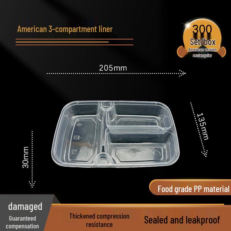 Disposable 3-Compartment Microwavable Food Containers