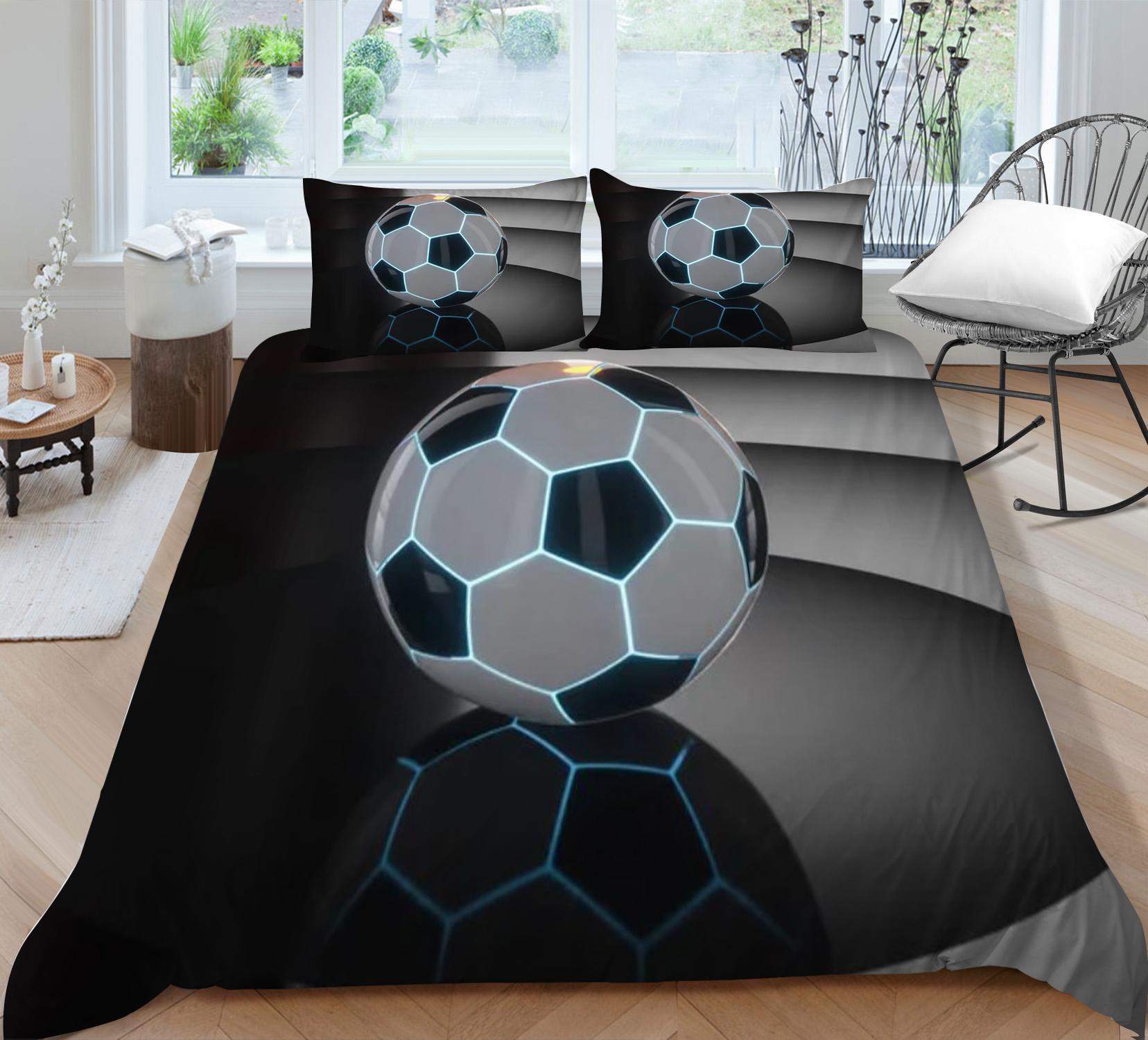

3D Футбольный Постельный Комплект Пододеяльник Дышащий Удобный Пододеяльник Наволочка Полиэстер Чехол для Одеяла Односпальный Двуспальный Кинг Single 135x200cm