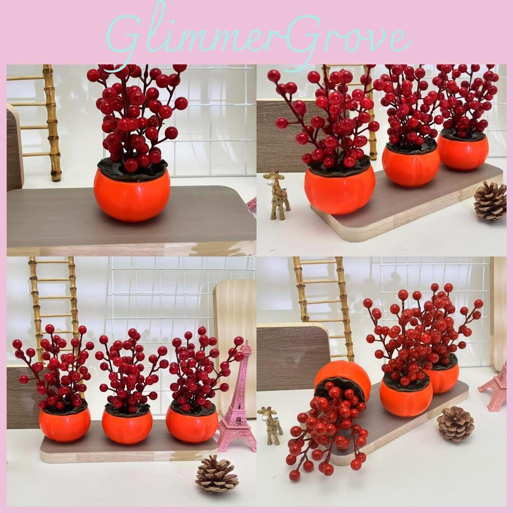 Persimmon Red Decorative Plant Foam Fruit Flowerpots For Housewarming Gifts