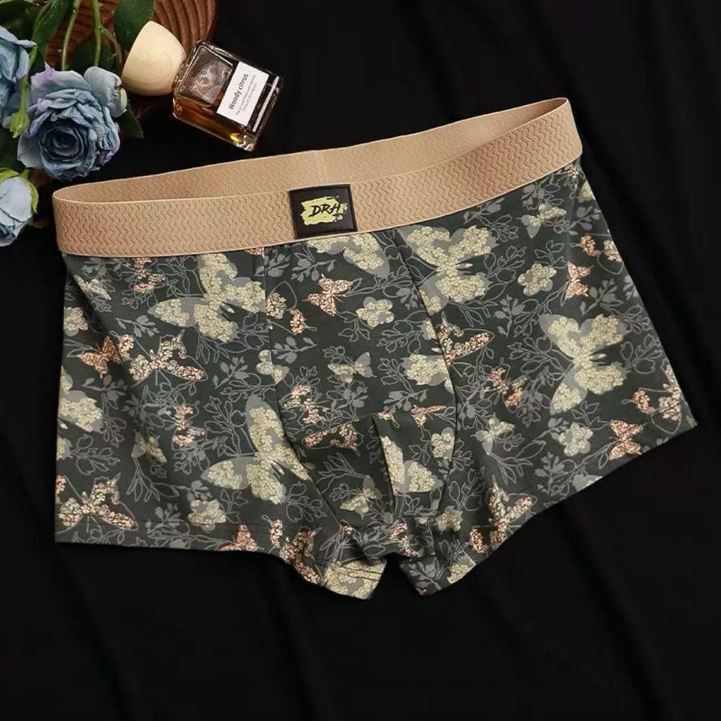 Butterfly Flower Men's Retro Boxer Briefs - Breathable National Style Shorts