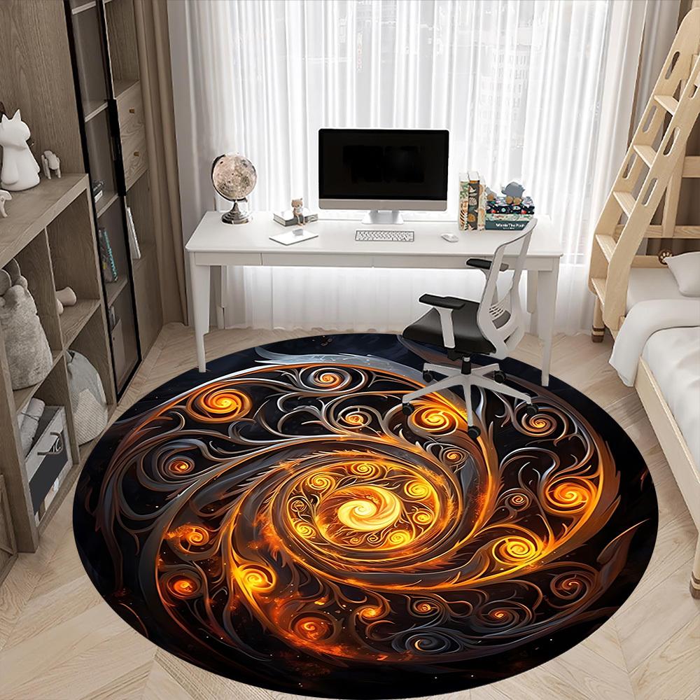 1pc Flame Swirl Design Chair Carpet for Office, , Non-slip carpet, Very suitable for offices, farmhouses,Outdoor carpet yy251120021