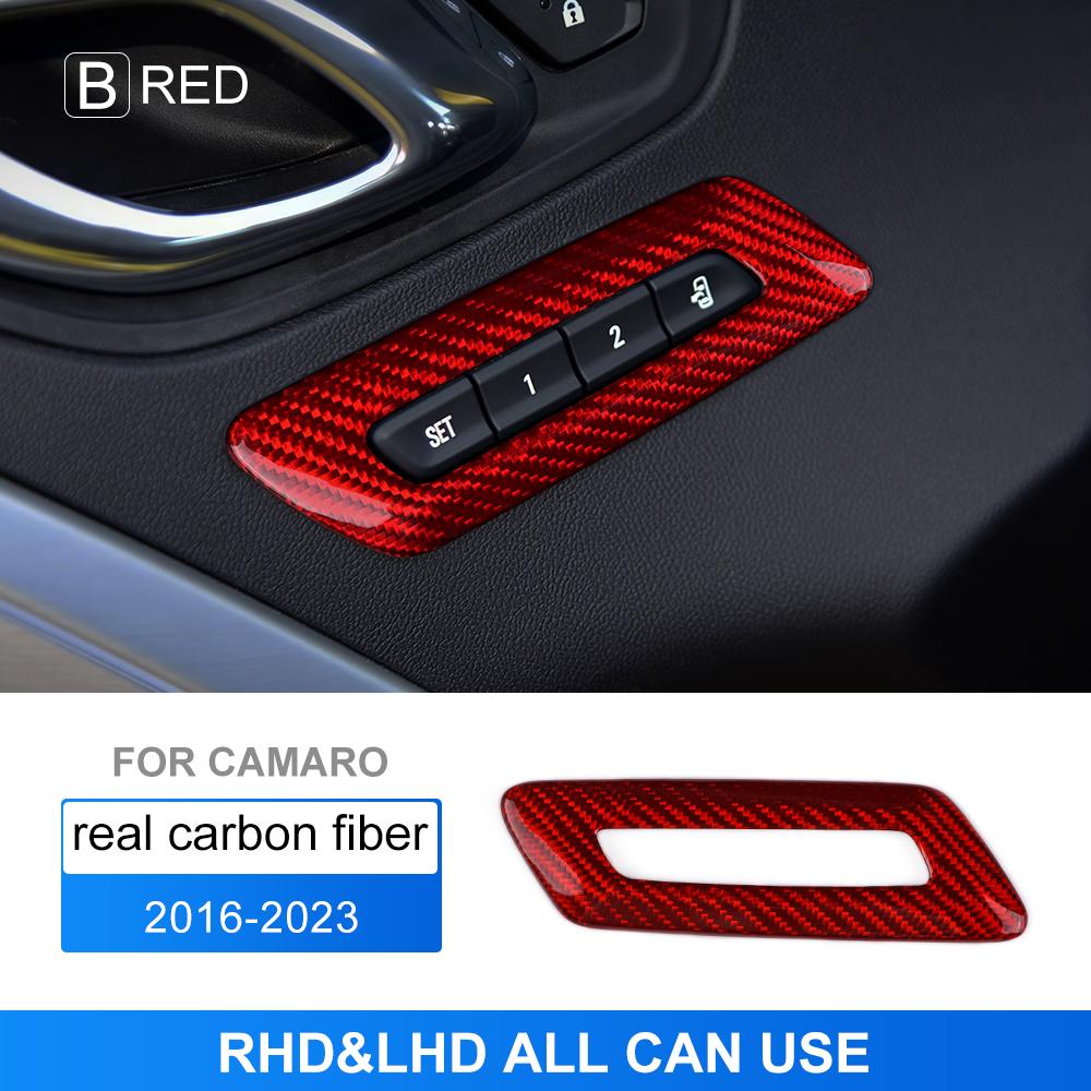 

AIRSPEED Real Hard Carbon Fiber For Chevrolet Camaro 2016-2025 Car Door Front Seat Button Frame Interior Trim Accessories красный