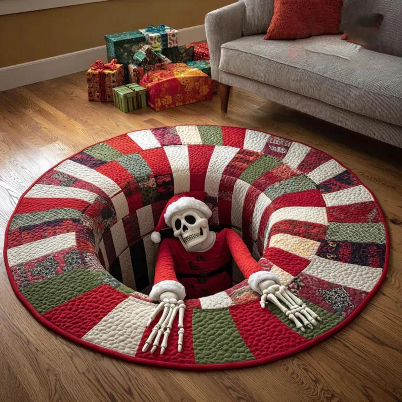 3D Halloween Vortex Terror Skull Circular Carpet Visual Illusion Suspense Carpet Bedroom Living Room Chair Anti Slip Mat Gift