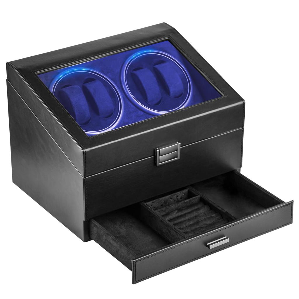 New Automatic Watch Winder for Men and Women Black (2-Watch, 2-Watch, 8-Watch Capacity, 4-Watch, 6-Watch Capacity) (E01 4+6+CB)