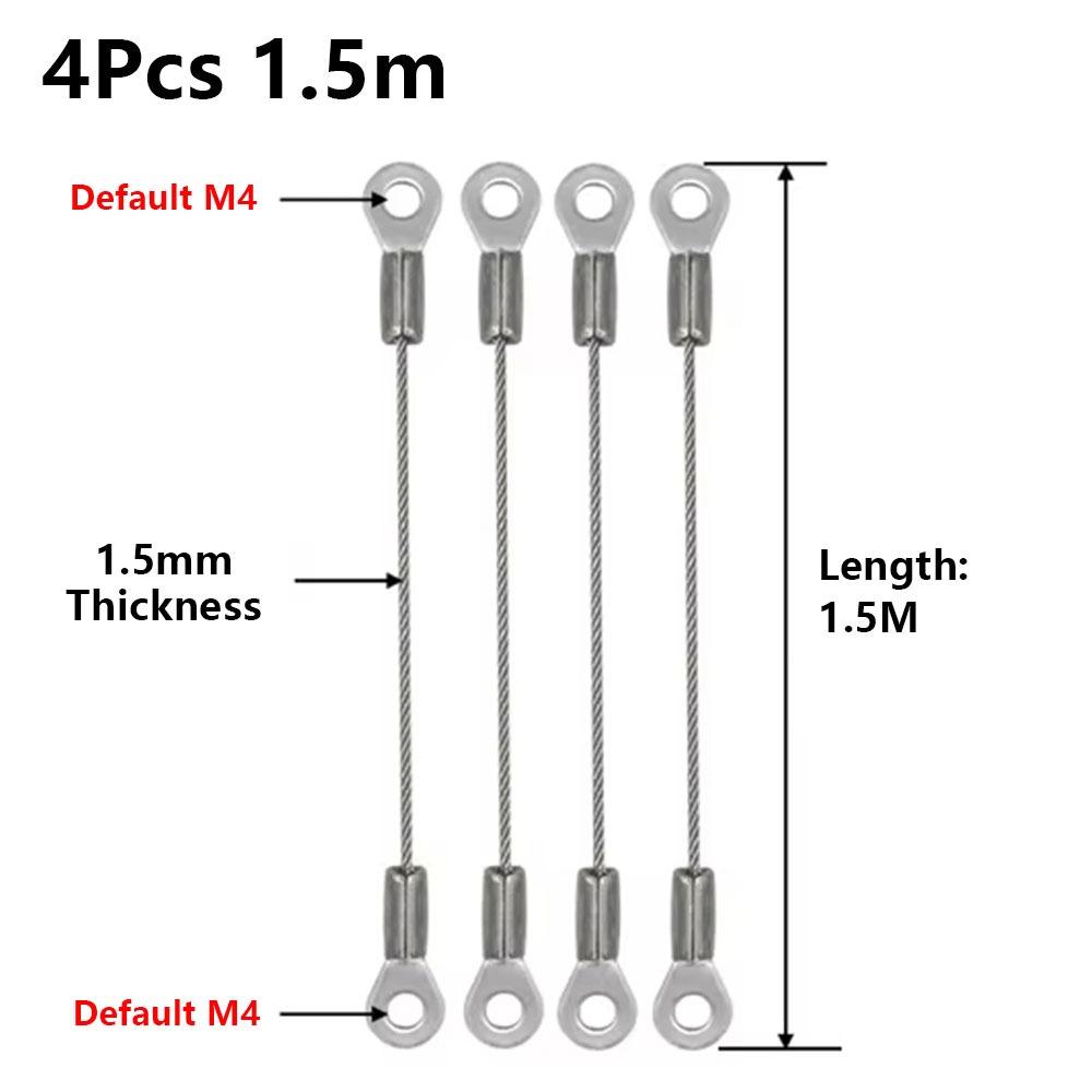 4Pcs 304 Stainless Steel Wire Rope Anti-fall Safety 1.5mm Terminal Block M4 Wire Eyelets Lighting Hanging Wire for Hanging Lamp