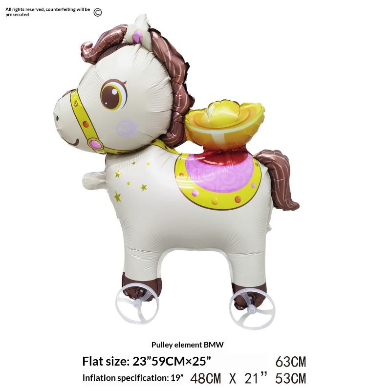 4D Cartoon Foil Balloons Elephant Stand Walking Balloon With Wheel For Kids Birthday Party Decoration Baby Shower