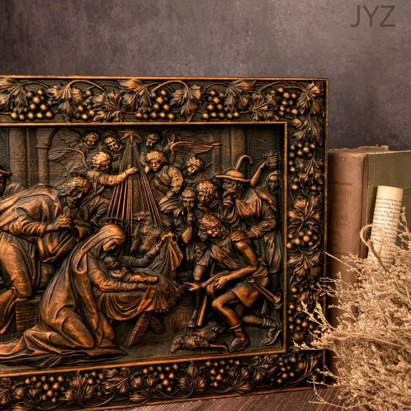 Religiöses Wandbild aus Holz Krippenszene Geburt Jesu Heimwanddekoration Geschenk