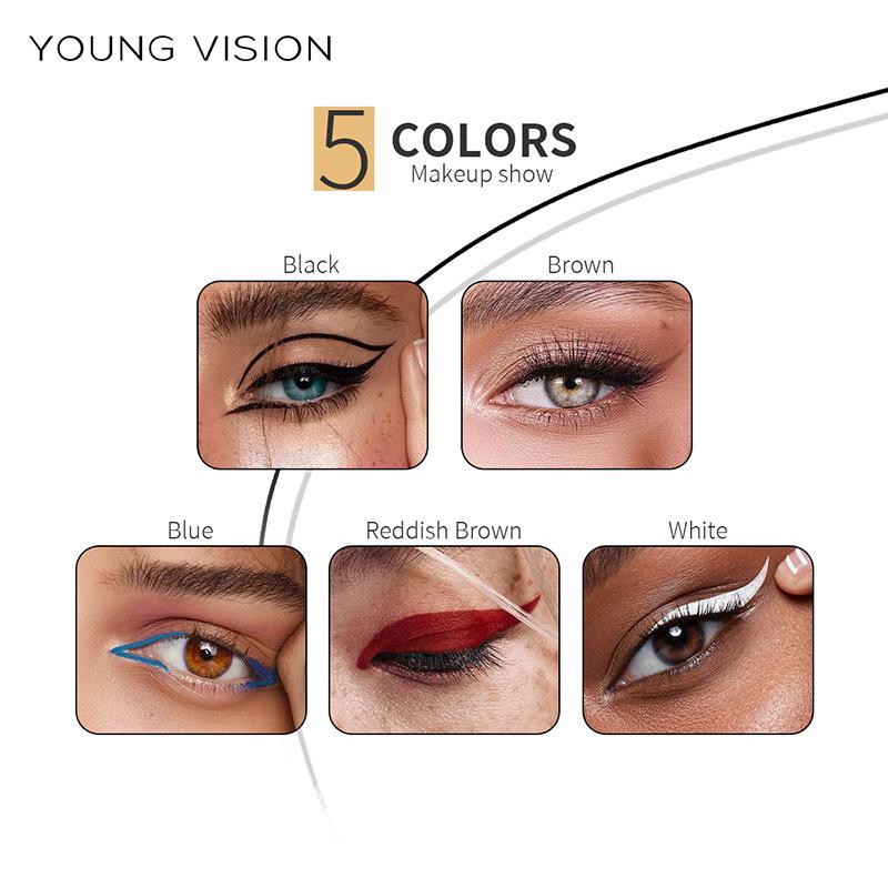 YOUNG VISION 5 Colour Set Square Water Smudge-proof Sponge Tip Eyeliner One Shot Eyeliner