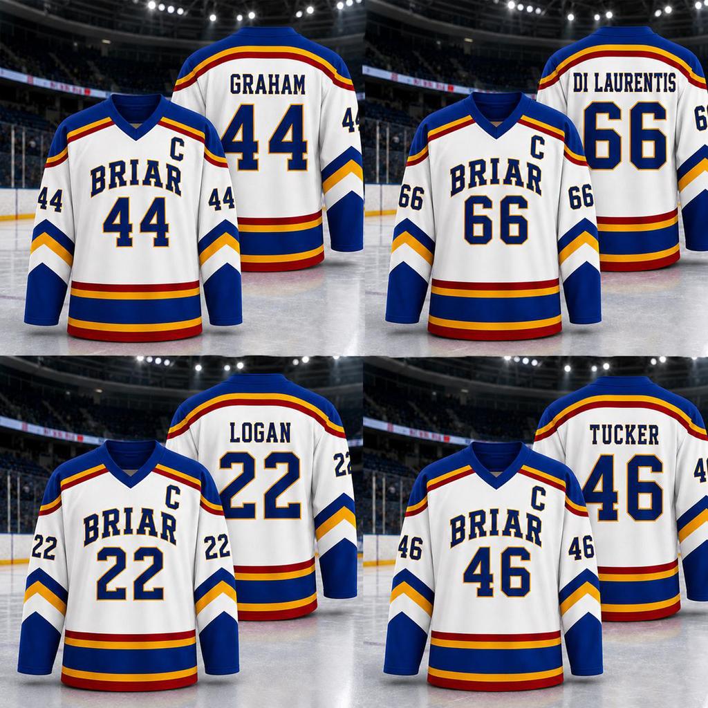Unisex Langarm Eishockey Trikot Nummer 44 Briar Graham Design Klassische Sportbekleidung für Damen und Herren Bequeme Passform