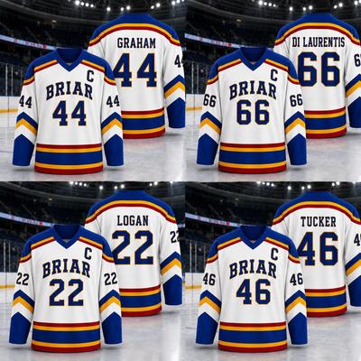 Unisex Long Sleeve Ice Hockey Jersey Number 44 Briar Graham Design Classic Sportswear for Men and Women Comfortable Fit