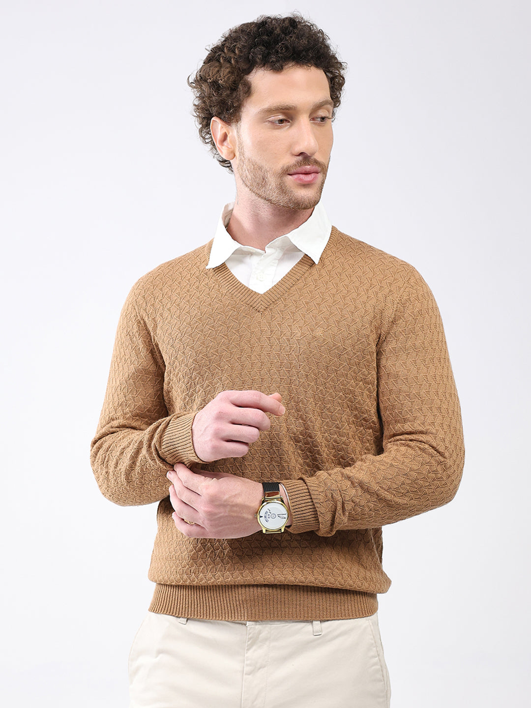 Monte Carlo Mens Regular Fit Self Designed Pullover L